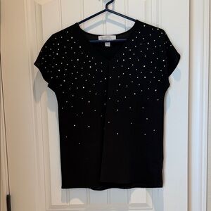 Michael Kors Black Studded Short Sleeve Top